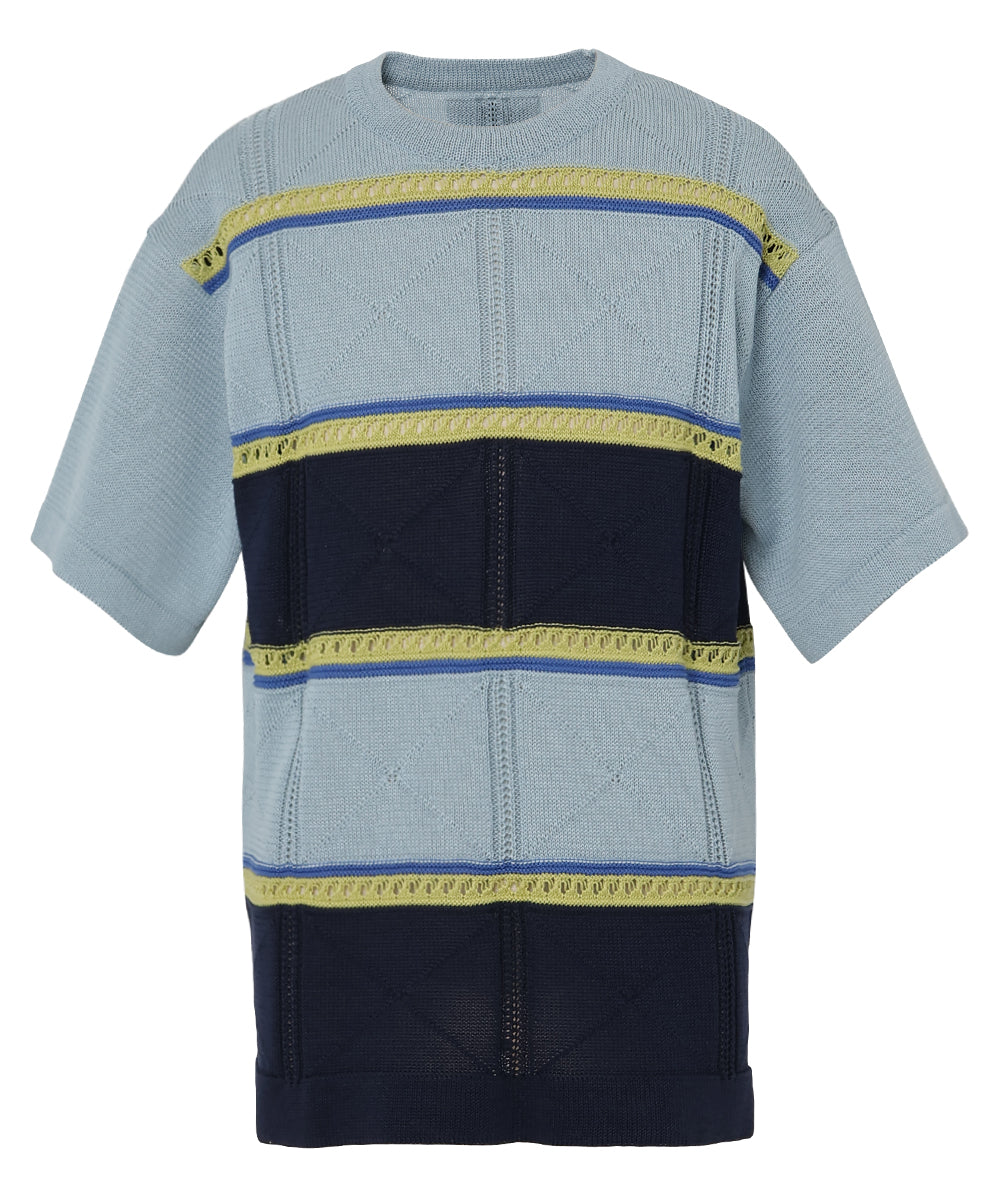 Linen like cotton summer knit Blue