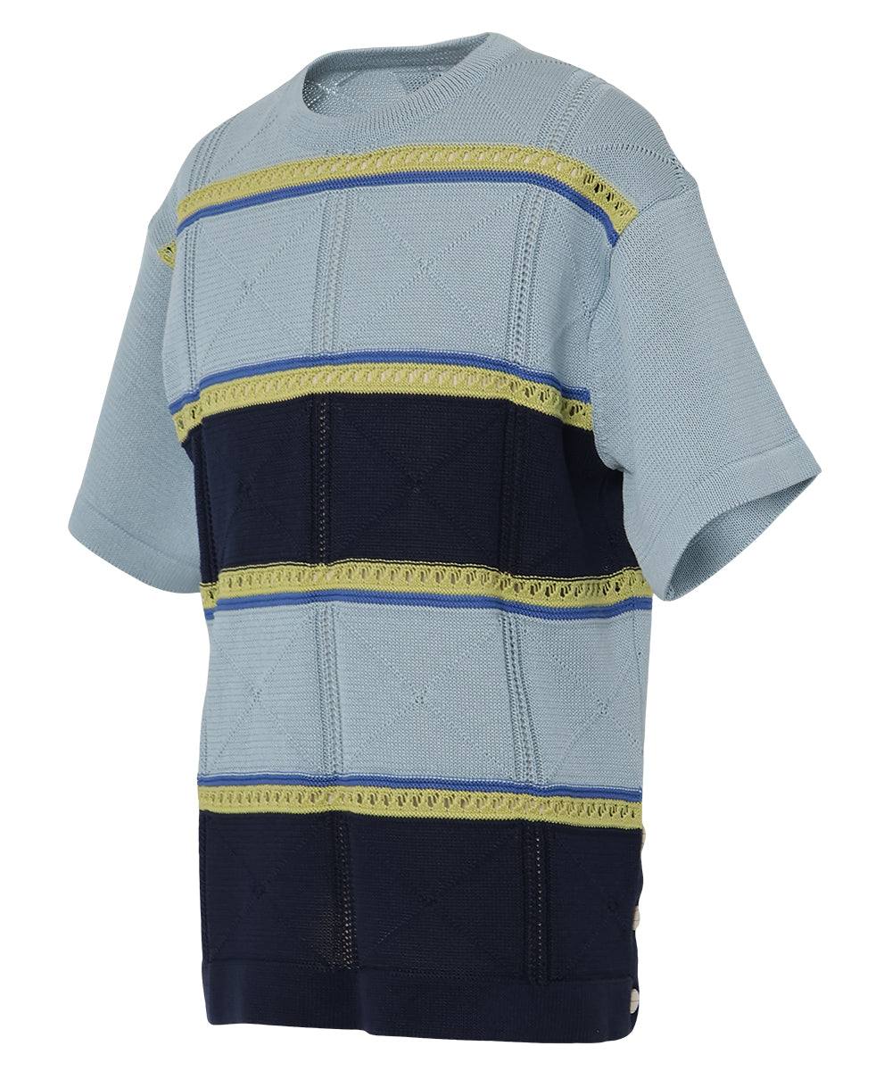 Linen like cotton summer knit Blue