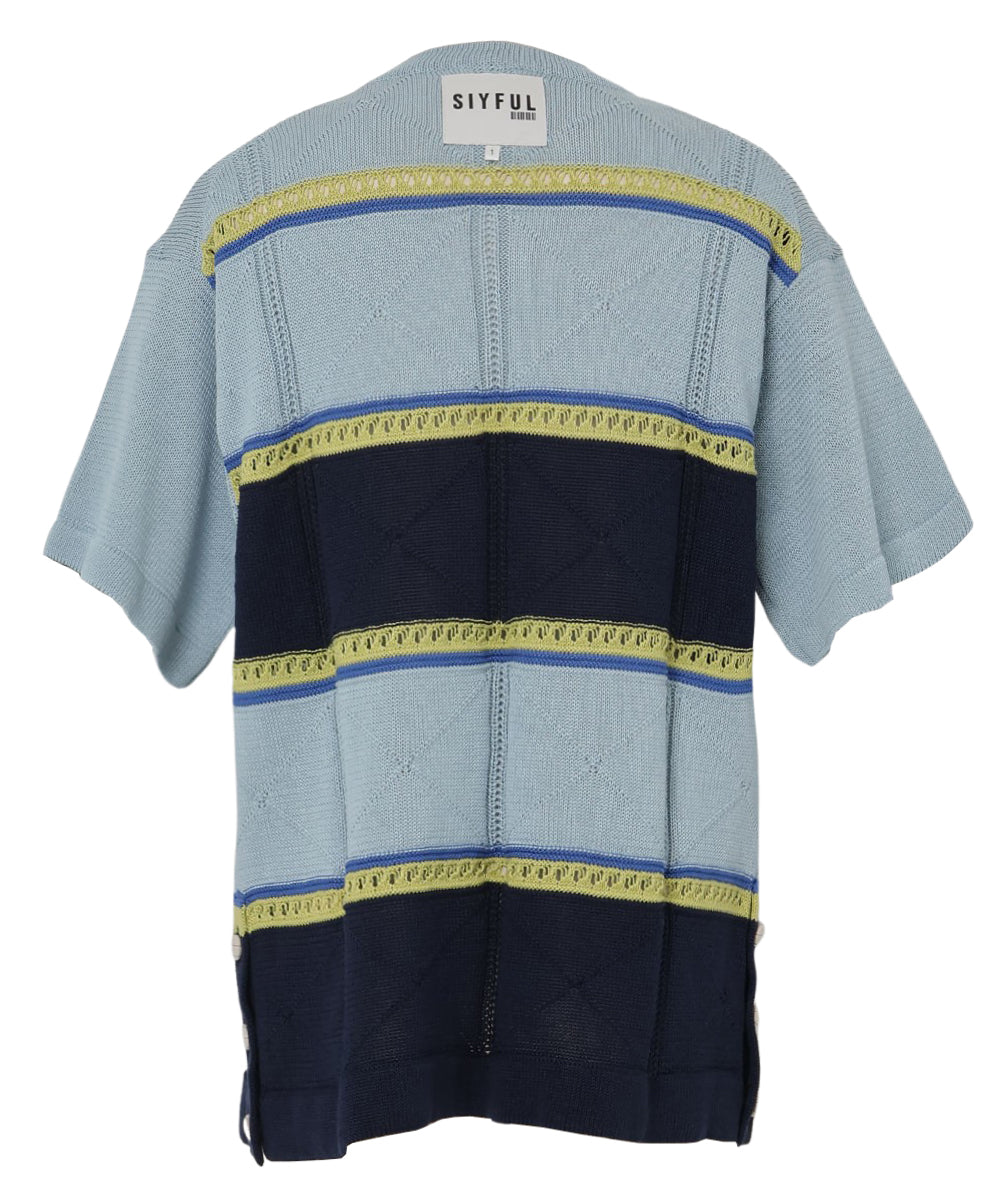 Linen like cotton summer knit Blue