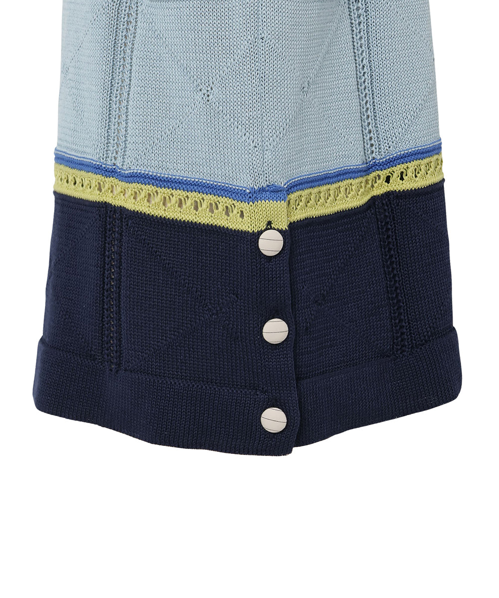Linen like cotton summer knit Blue