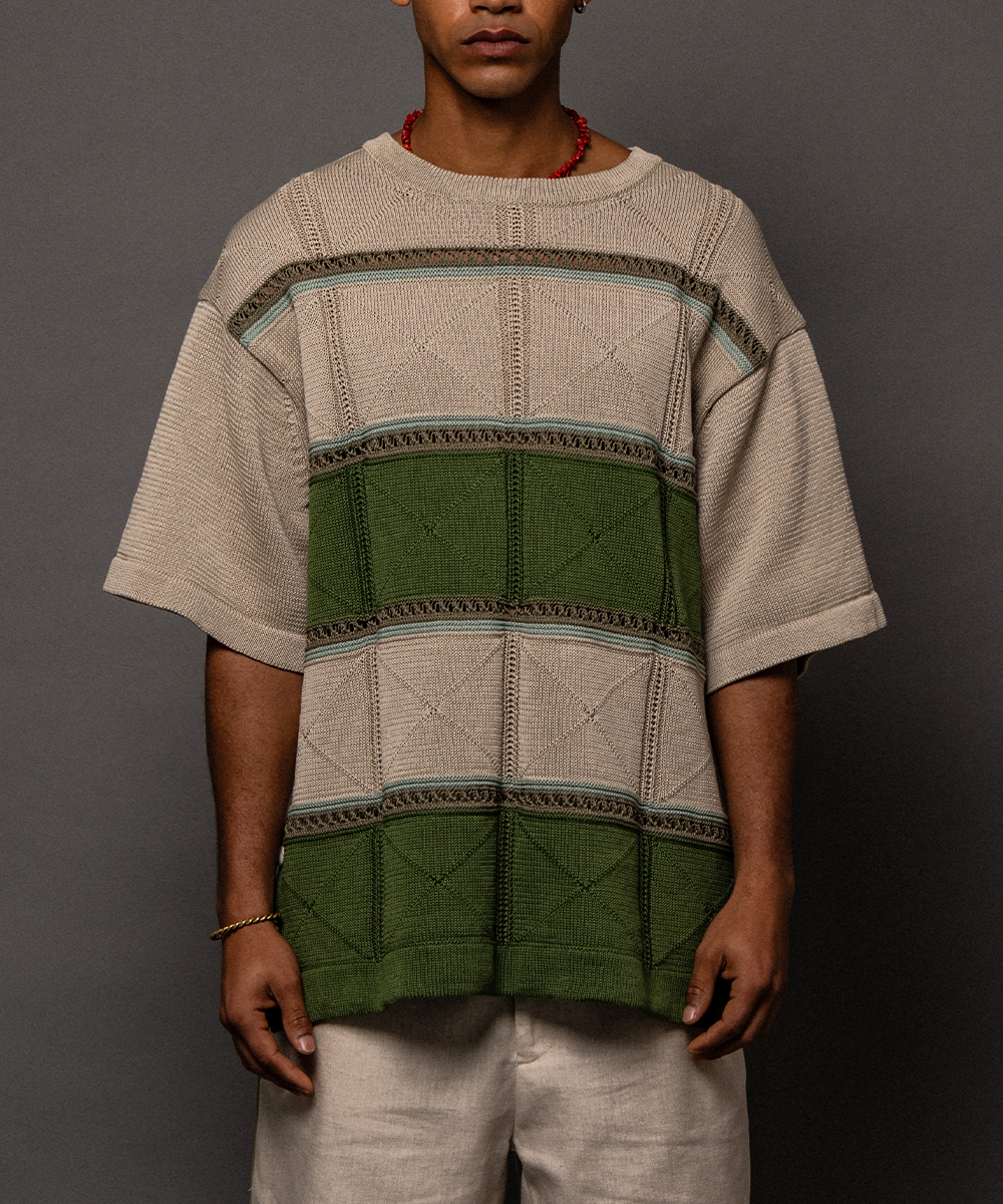 Linen like cotton summer knit Beige