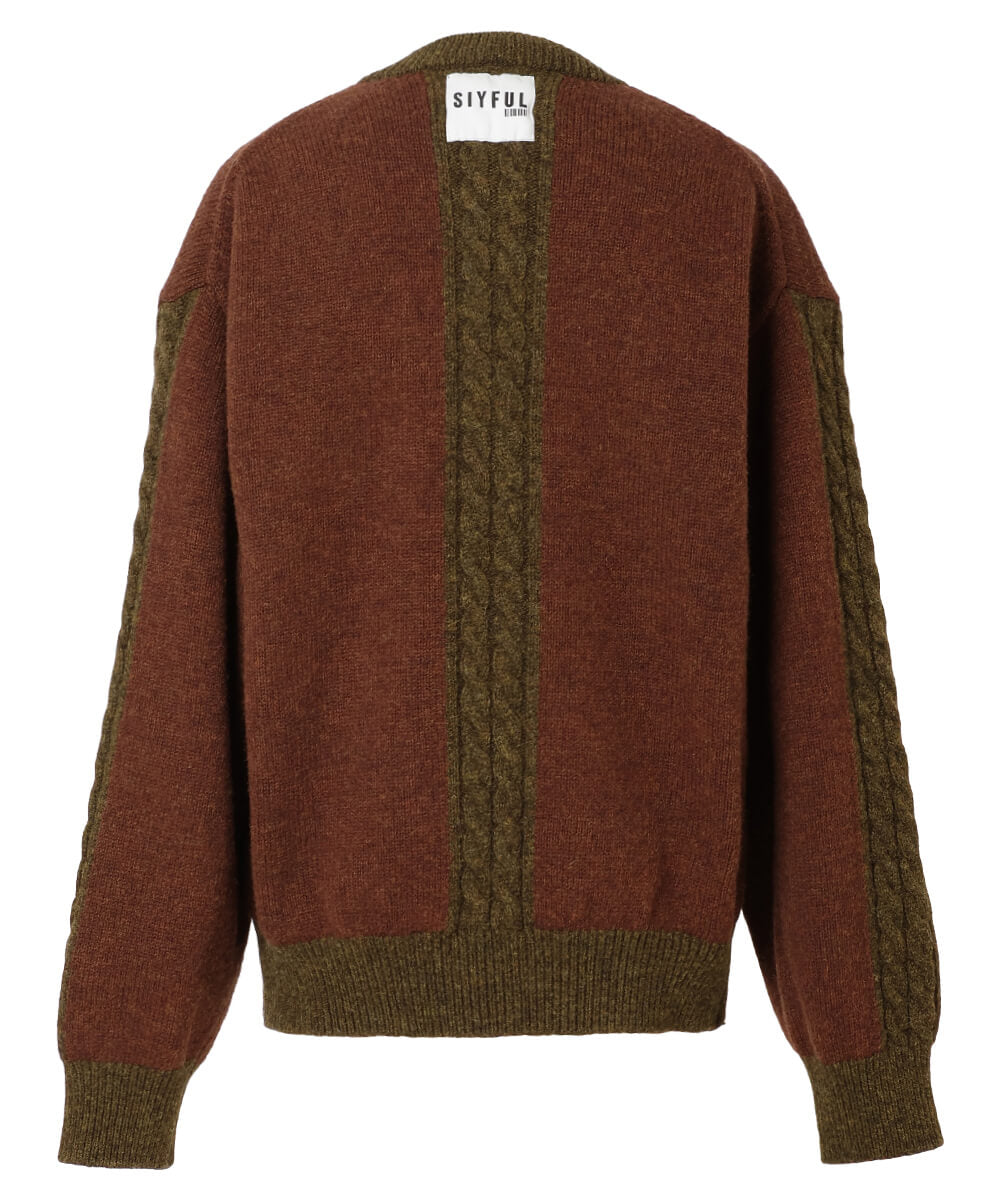 圆领绞花针织衫 MARRON