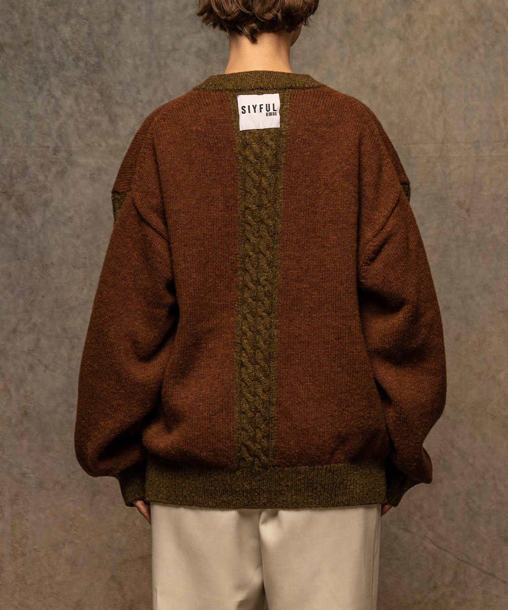 圆领绞花针织衫 MARRON